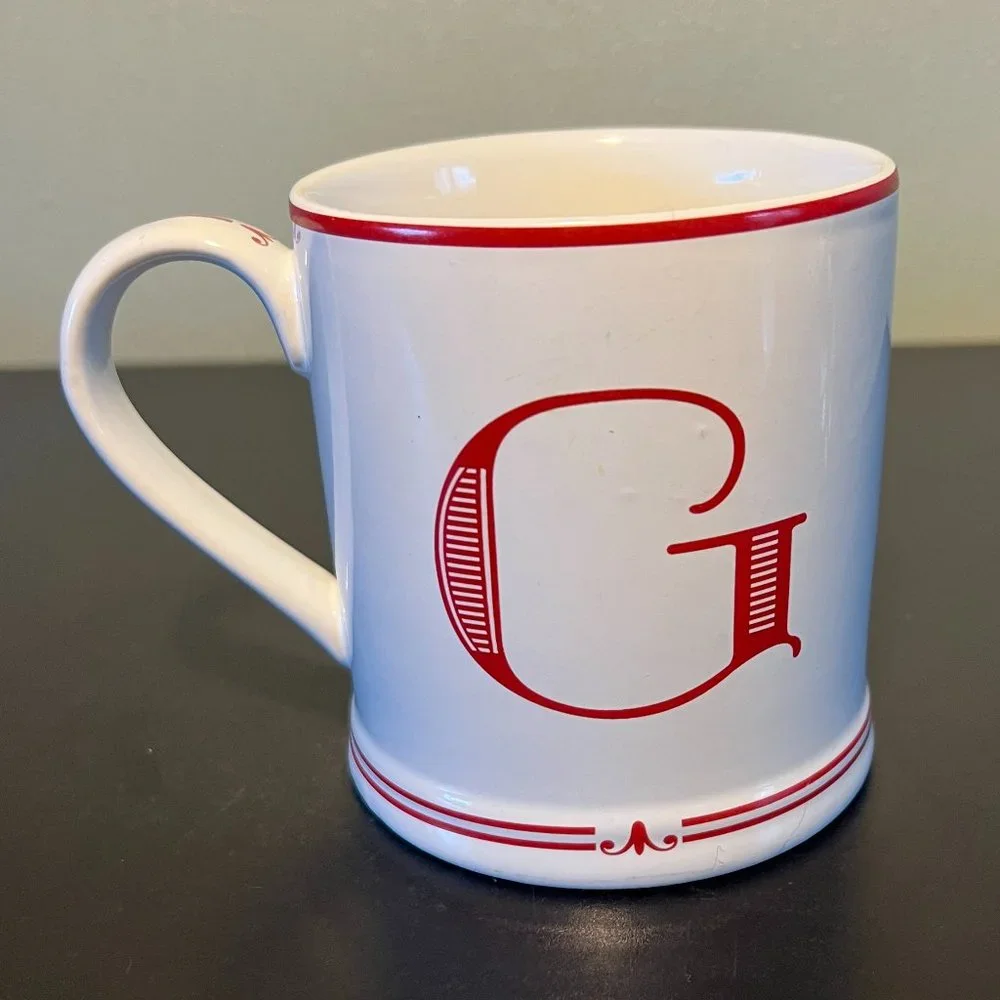 SUR LA TABLE Monogram Initial Stylized Red Letter 